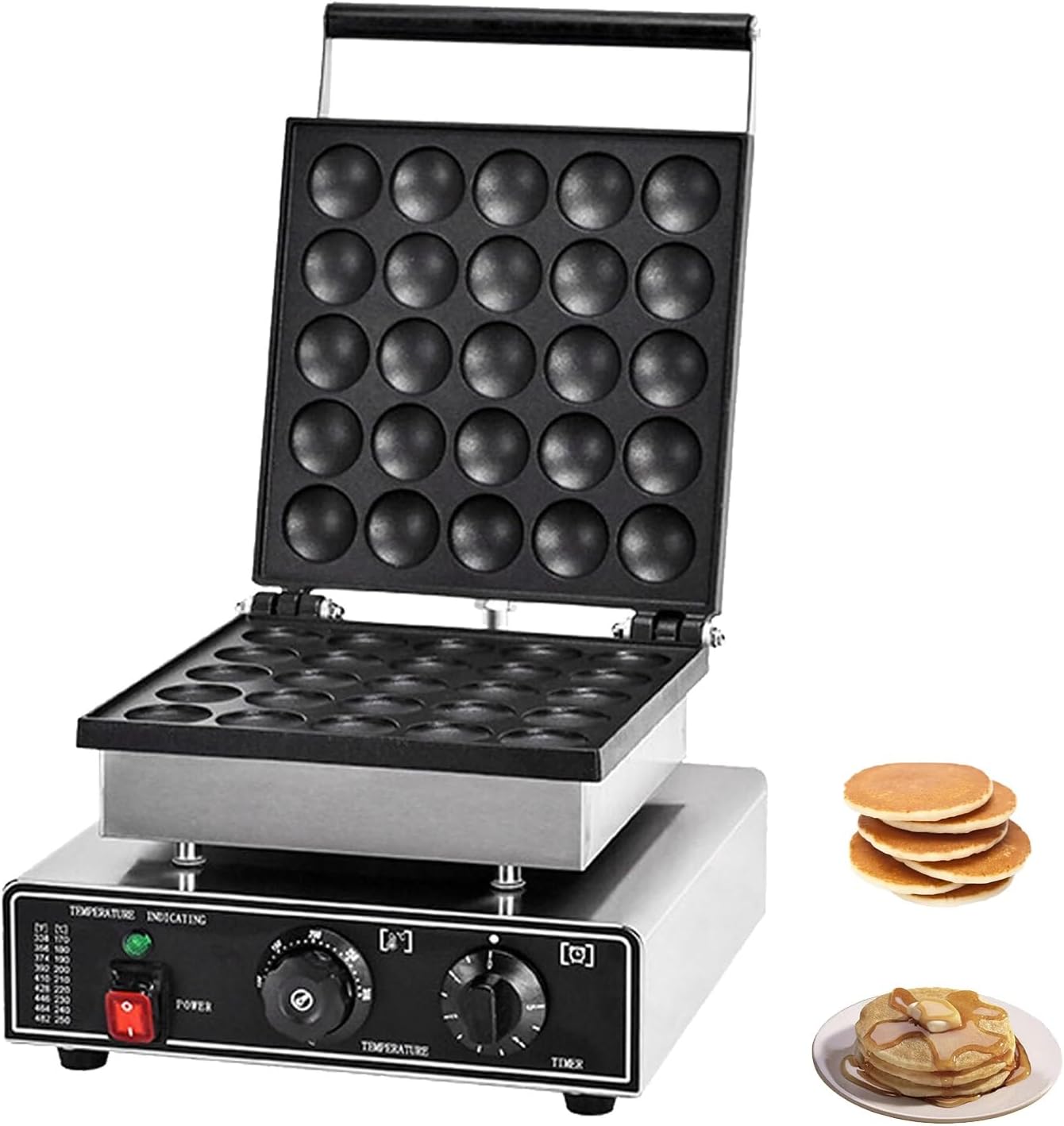Waffle Pancake Machine, 25 Holes 50 Holes Electric Pancake Maker with Timer, Temperature Control, 1.57 in Pancake, Nonstick Pancake Maker for Making Pancakes, Muffins, Waffles(25holes)