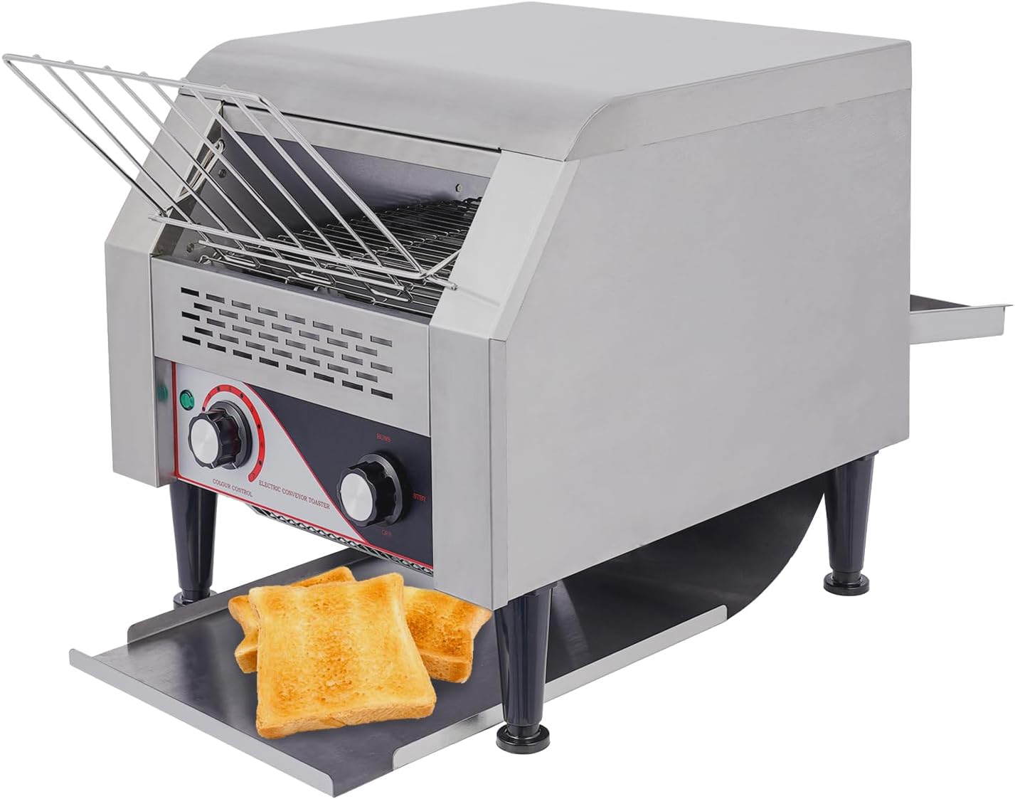 Commercial Toaster Conveyor 300 Slices/h Electric Countertop Toaster for Bun Bagel Bread Heavy Duty Stainless Steel Conveyor Toaster for Restaurant Café Home, 7 Speed Adjustable