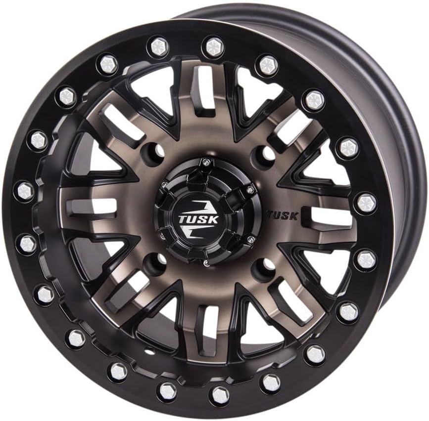 4/156 Tusk Teton Beadlock Wheel 14x7 5.0 + 2.0 Smoke/Black For Polaris Sportsman 570 Touring 2014-2025