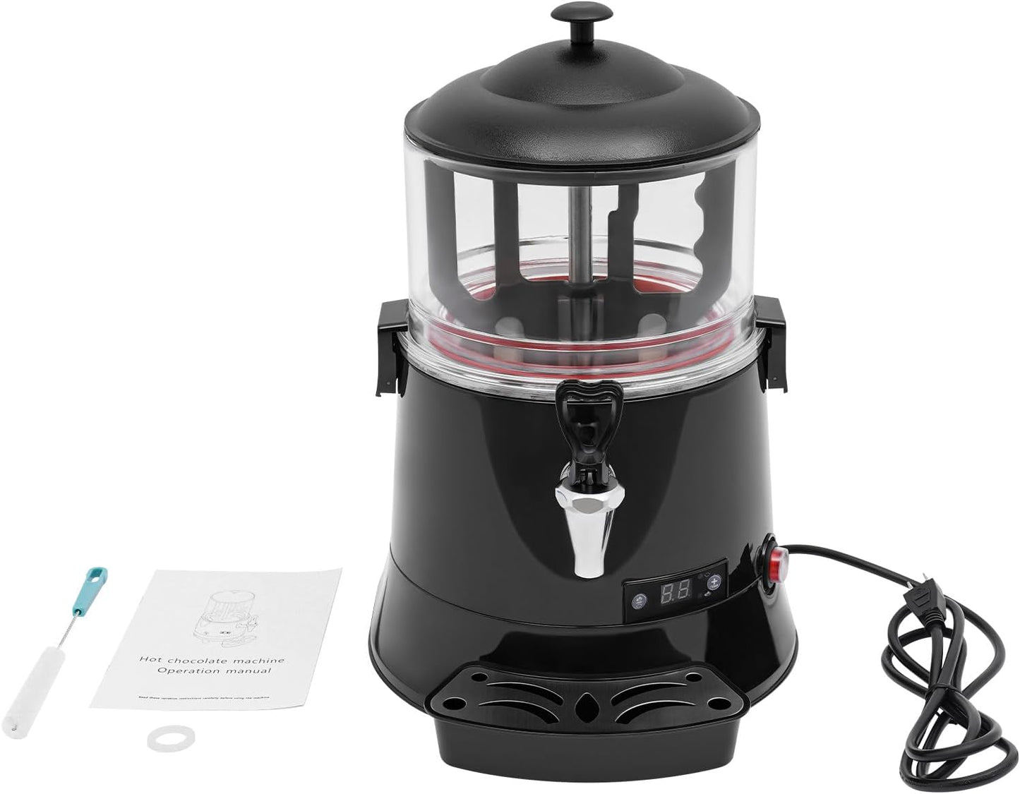 5L Hot Chocolate Maker Tabletop Hot Chocolate Making & Mixing Machine Hot Electric Powered Beverage Warmer for Heating Coffee w/Water Catching Tray, 15.7 * 12.6 * 18.5in