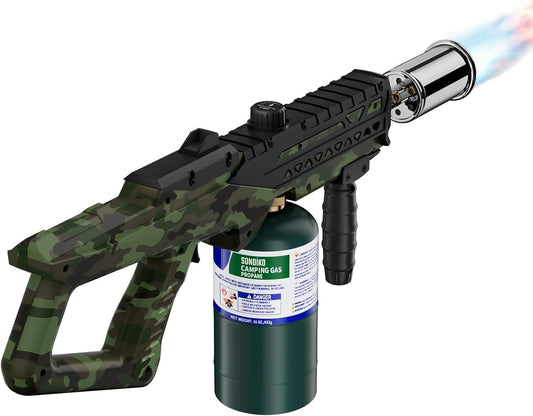 Sondiko Powerful Cooking Propane Torch Gun, Culinary Torch Campfire Starter, Adjustable Torch Burner for Searing Steak, BBQ, Welding (Propane Tank Not Included)