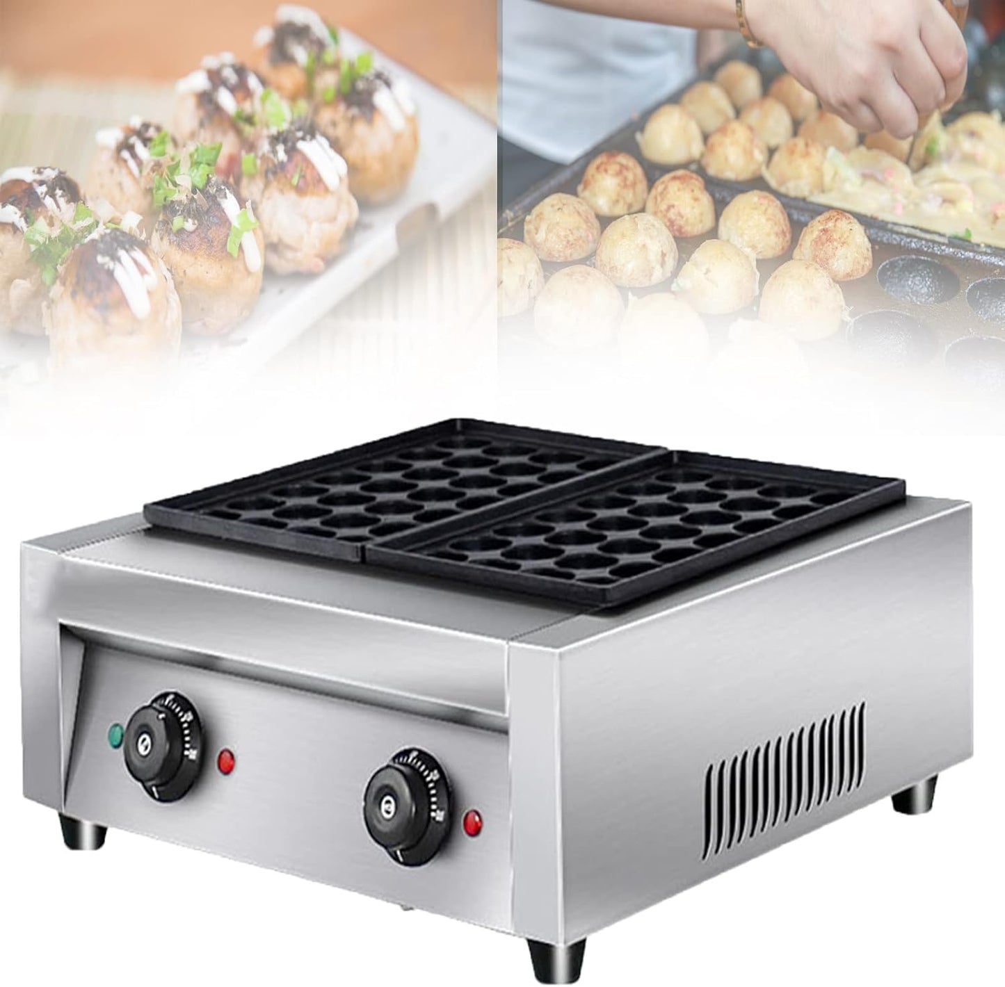 Commercial Takoyaki Maker,56 Holes Nonstick Electric Takoyaki Grill Pan,Multifunction Takoyaki Grill Pan Plate Octopus Ball Grill Maker for Fast Food Restaurant,Restaurant,Food Street