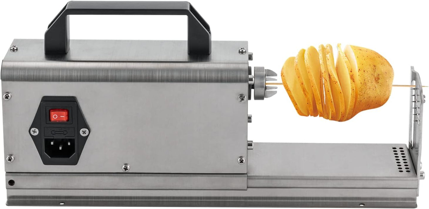 Electric Tornado Potato Slicer 3 in 1 Stainless Steel Potato Cutter Machine Curly Fries Cutting Machine Vegetables Chopper Spiral Twister Spiral Potato Chips Making Machine