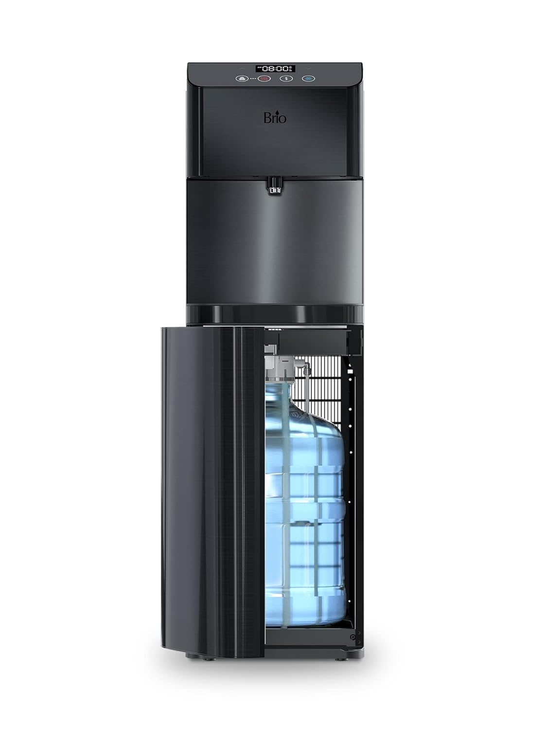 Brio CLBL720SCBLK Moderna Self Cleaning Bottom Load Hot, Cold & Room Water Cooler - New Black Stainless Steel - Tri Temp W\/Touch Dispenser Feature