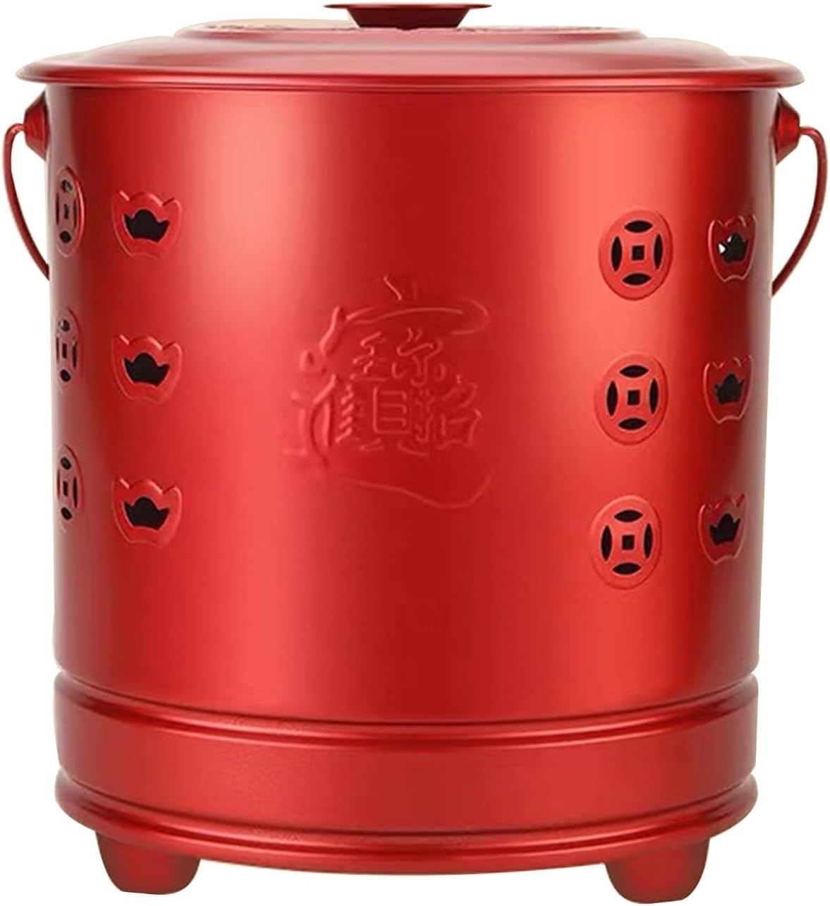 Burn Barrel for Outside, Metal Garden Incinerator, Portable Fire Pit, for Outside Burning Trash, Balcony, Wood, Bonfire Camping, Deck(Red,43cm\/17in)