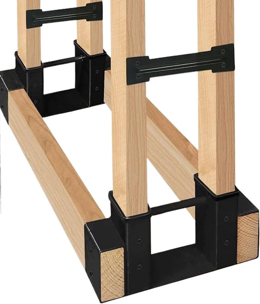 Firewood Log Rack Bracket Kit - Adjustable to Any Length, 2-Piece Closed-End Design, Easy Installation for Indoor & Outdoor Use