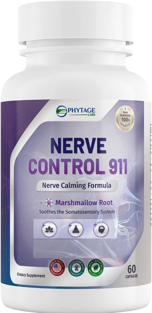 Phytage Labs Nerve Control 911 - Natural Plant Based Nerve Health Supplement (60 Capsules)