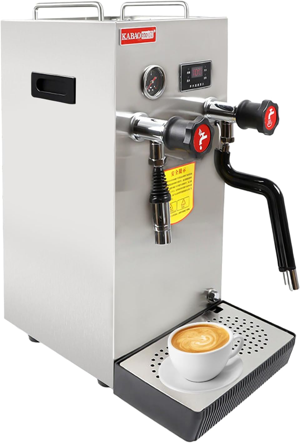 Commercial Milk Frother, 8L Multi-Purpose Full-Automatic Steam Boiling Water Frothing Machine, LCD Display Steam Milk Foam Machine, Electric Milk Foam Maker for Tea Coffee Shop Dessert Shop Hotel Milk