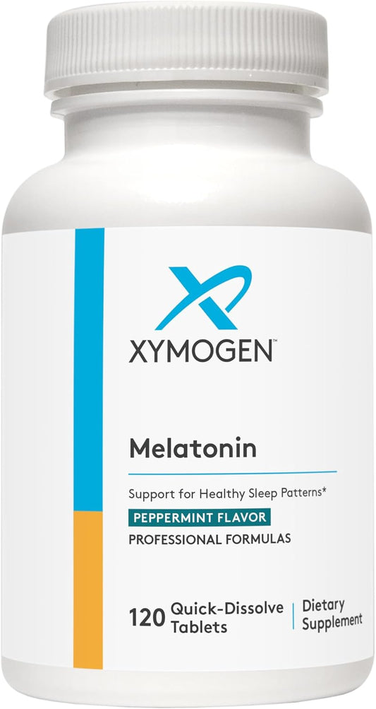 XYMOGEN Melatonin - Peppermint Lozenges - 3mg Melatonin Supplement for Nighttime, Antioxidant + Immune Support (120 Quick-Dissolve Tablets)
