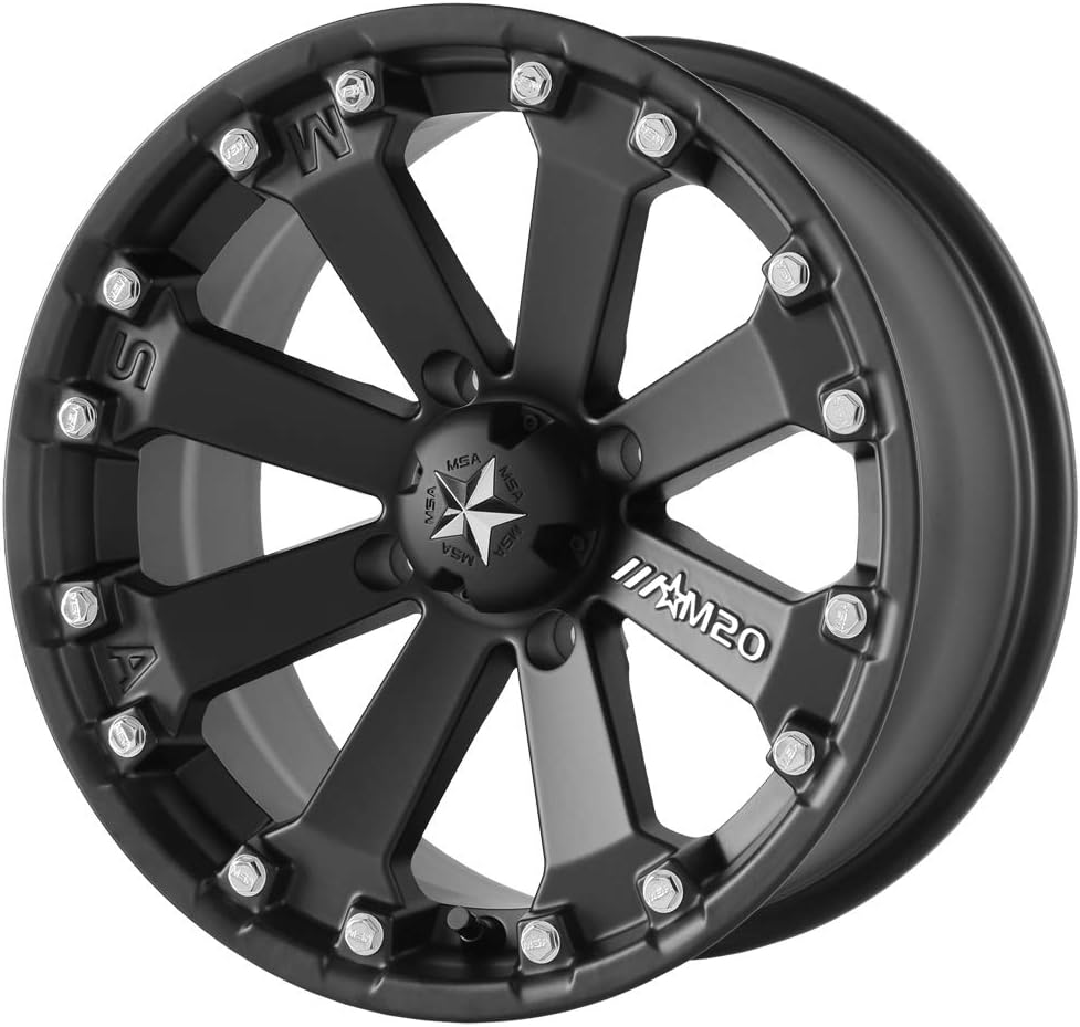 MSA OFFROAD WHEELS M20 KORE Satin Black Wheel with Painted and Chromium (hexavalent compounds) (14 x 7. inches /4 x 86 mm, 0 mm Offset)