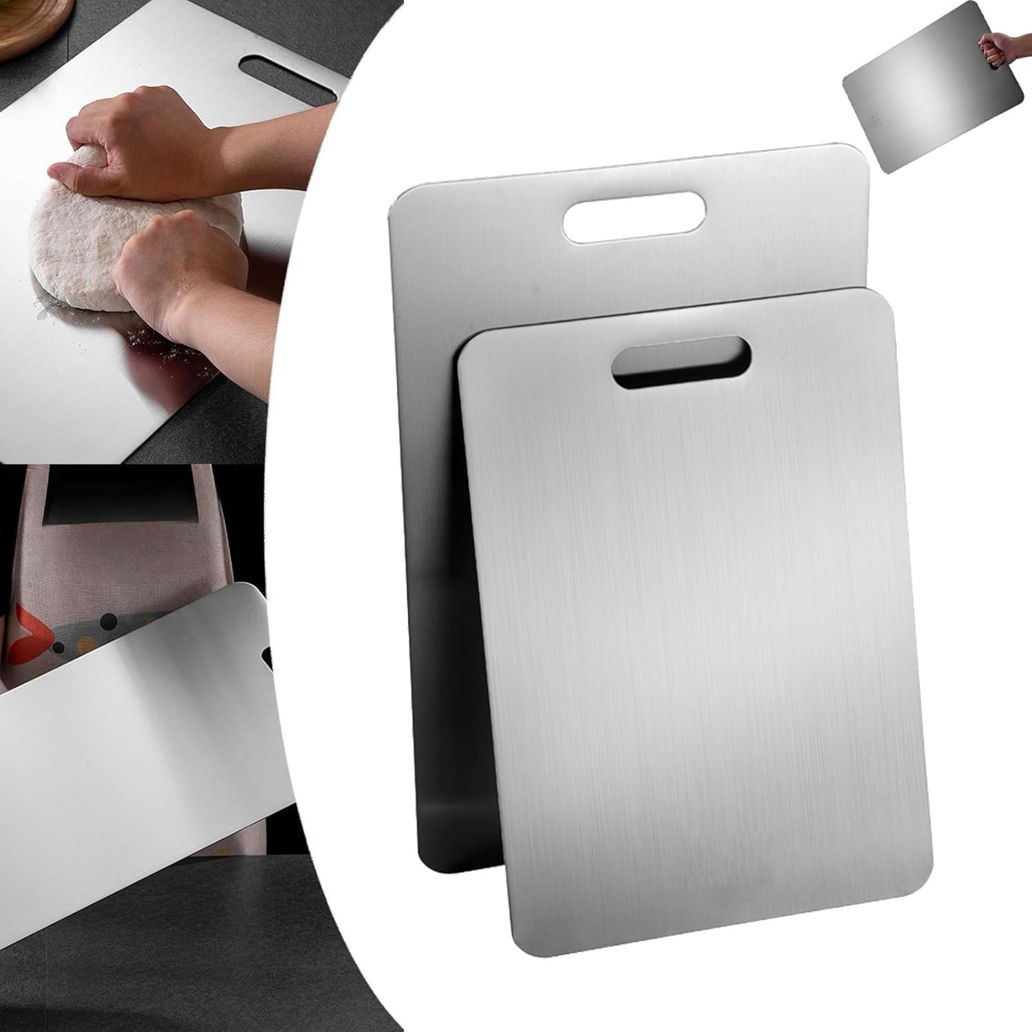 Titanium Cutting Board,Titanium Cutting Boards for Kitchen,304 Stainless Steel Food Grade Cutting Board for Meat Fruit & Vegetable(15.4*11in)