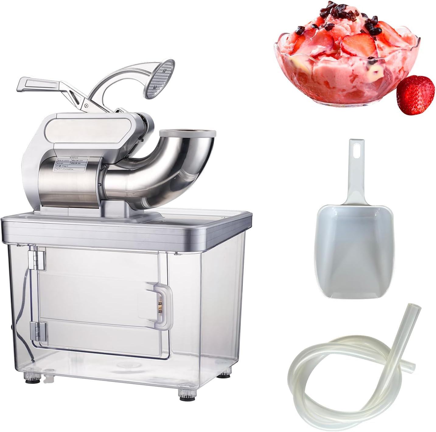 GarveeHome 661 LBS\/H Commercial Ice Crusher, 350W Electric Snow Cone Machine with 4 Blades, Stainless Steel Shaved Ice Machine with 38 L Ice Storage Box for Restaurants, Bars, Home and Commercial Use