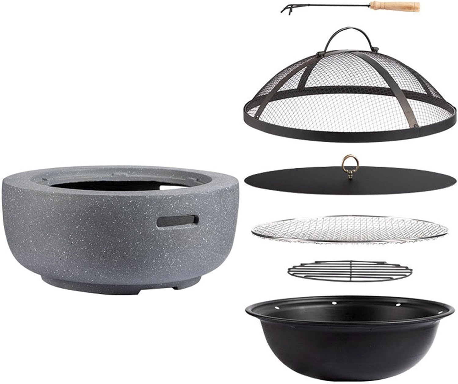 ocpcrn Clay Charcoal Stove Portable Grill, 18\/24in Outdoor Fire Pit Table, Barbecue and Charcoal Stove, Gray(Small)