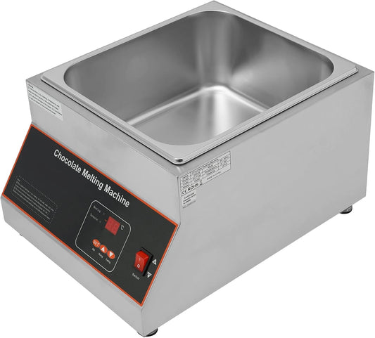 Professional Chocolate Melting Machine, 26lbs Large Capacity Electric Chocolate Melter with Adjustable Temp 32-203°F, Stainless Steel Chocolate Melting Pot for Commercial and Home Use (1 Tank)