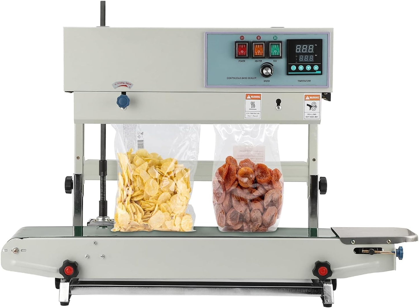 Vertical Continuous Band Sealer FR-900 - Automatic Sealing with Digital Temperature Control, Ideal for Commercial PP, Aluminum Foil & PVC Plastic Bag, Enhanced Efficiency and Durability