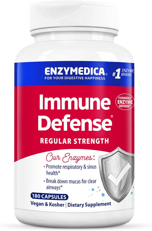 Enzymedica, Immune Defense, Regular Strength, Proteolytic Enzymes for Immune Support, 180 Count