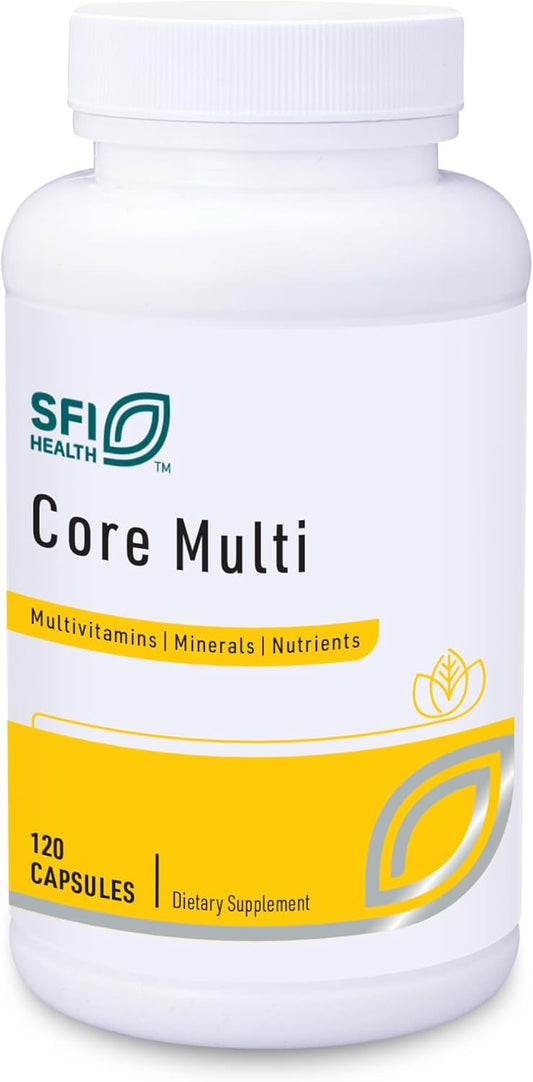 Klaire Labs SFI Health Core Multi - Multimineral & Multivitamin Supplement with No Iron - Vitamins & Chelated Minerals with Natural Mixed Carotenoids, Vitamin C & E - for Men & Women (120 Capsules)