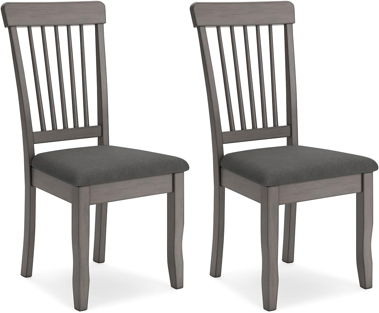 Signature Design by Ashley Shullden Casual Dining Room Side Chair with Spindle Back, 2 Count, Gray