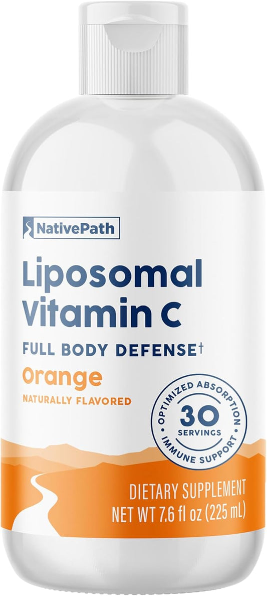 NativePath Liposomal Vitamin C 500mg with Amla Extract - High Absorption Immune Support Supplement - Orange Flavor, 30 Servings