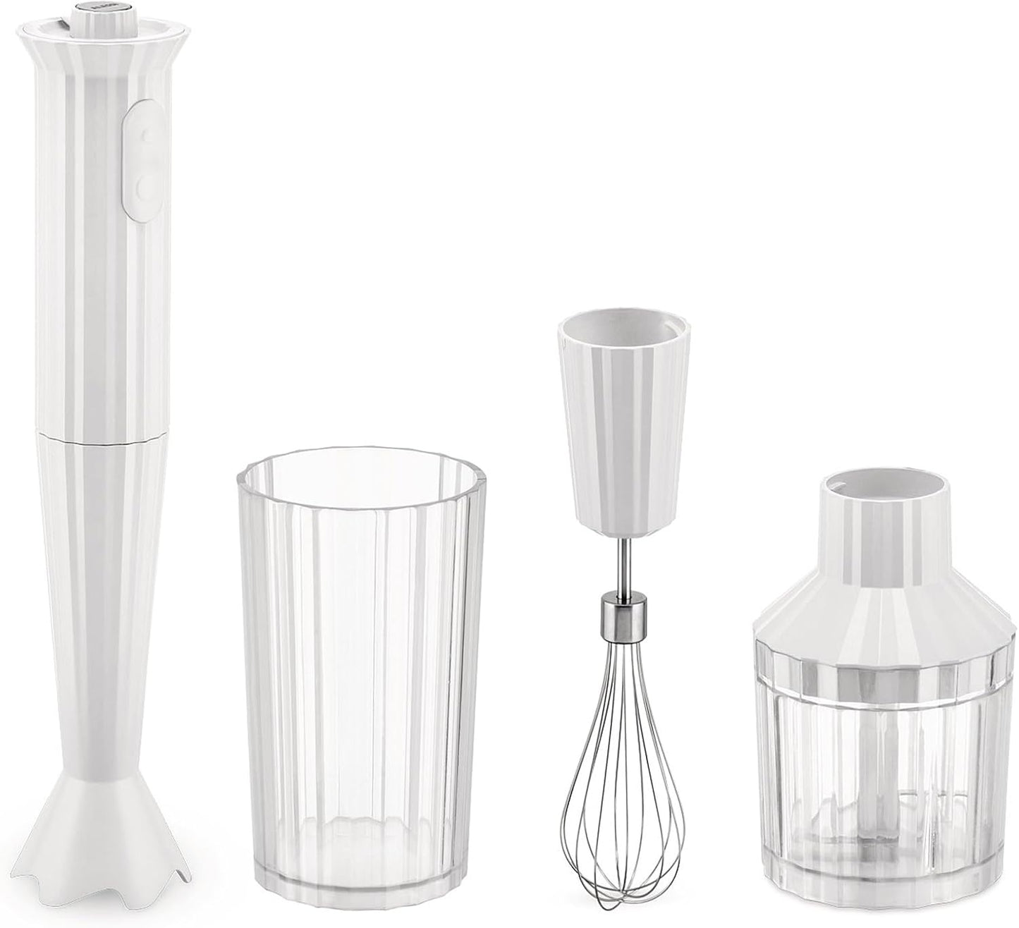 Alessi Plissé MDL10SW\/US - Hand Blender with Measuring Jug, Whisk and Chopper in Thermoplastic Resin, US Plug \u200D200W, White