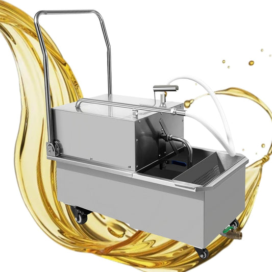 Mobile Fryer Filter Machine, 55L/14.5gal Frying Filter Cart Separator 550W 110V Stainless Steel Deep Fryer Oil Filtration System 8.45Gal(32L)/Min Flow Rate for Restaurant Burger Stores