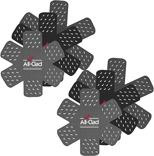 All-Clad Premium Cookware Protectors: Pot and Pan Protectors for Kitchen Organization - Perfect for Cast Iron, Steel, or Glass, 6-Piece, Black\/Gray