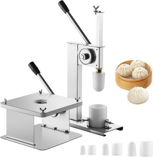 Semi-Automatic Baozi Maker with 3 Mold, Steamed Stuffed Bun Maker Stainless Steel, 400-500 Buns/Hour High Efficiency Cafeteria Kitchen Gadgets for Home, Commercial Use