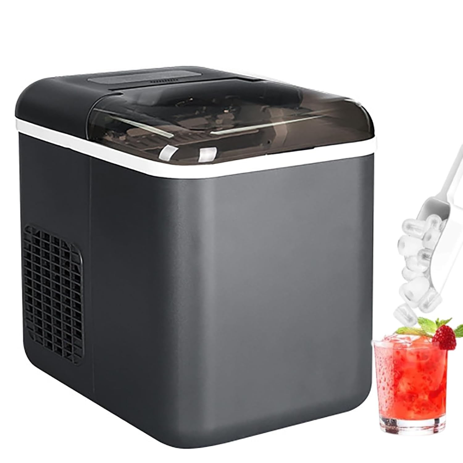 Ice Maker, Bullet-Shaped Ice Cubes, Quick Ice Making in 6-8 Minutes, Portable Home Ice Making, Smart Control Panel (Pig)