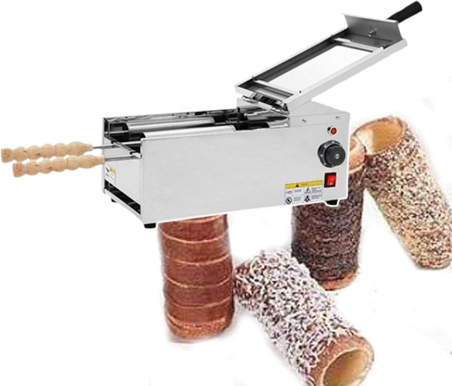 Commercial Electric Chimney Cake Oven, Chimney Cake Making Machine, Cake Pop Roller Machine, with 2 Stainless Steel Bars(110V)