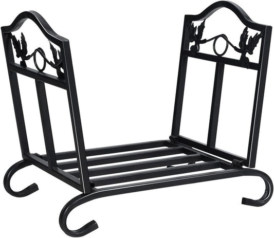Firewood Rack Wooden Storage Log Holder Heavy Duty Wrought Iron Log Basket Fireplace Log Holder for Indoor Outdoor Wood Storage Firewood Storage,