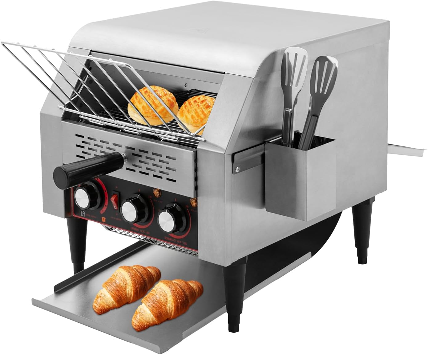 Commercial Conveyor Toaster, Adjustable Speed Heavy Duty Industrial Conveyor Toaster, 300slices/h Stainless Steel Electric Conveyor Toaster for Cafes, Buffets, Restaurants and Coffee shops