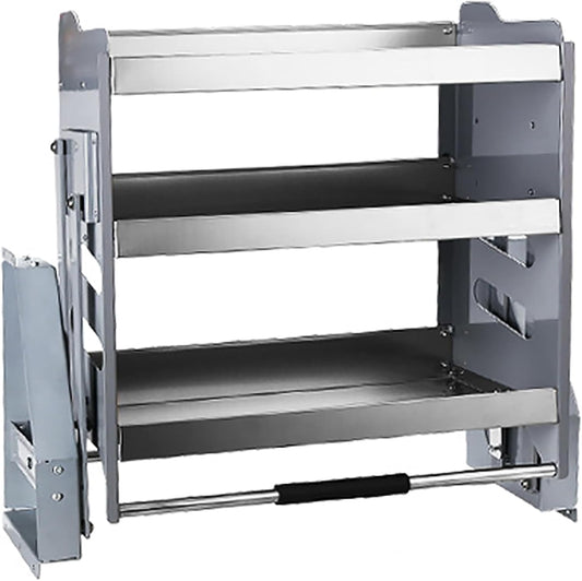 3\u2011Tier Pull Down Cabinet Shelf Organizer \u2013 Stainless Steel Pull Down Spice Rack For Kitchen Cabinet, Load capacity: 15kg\/33lb, Lift\u2011Up Appliance Storage Drawer, Heavy Duty Slide Out Rack