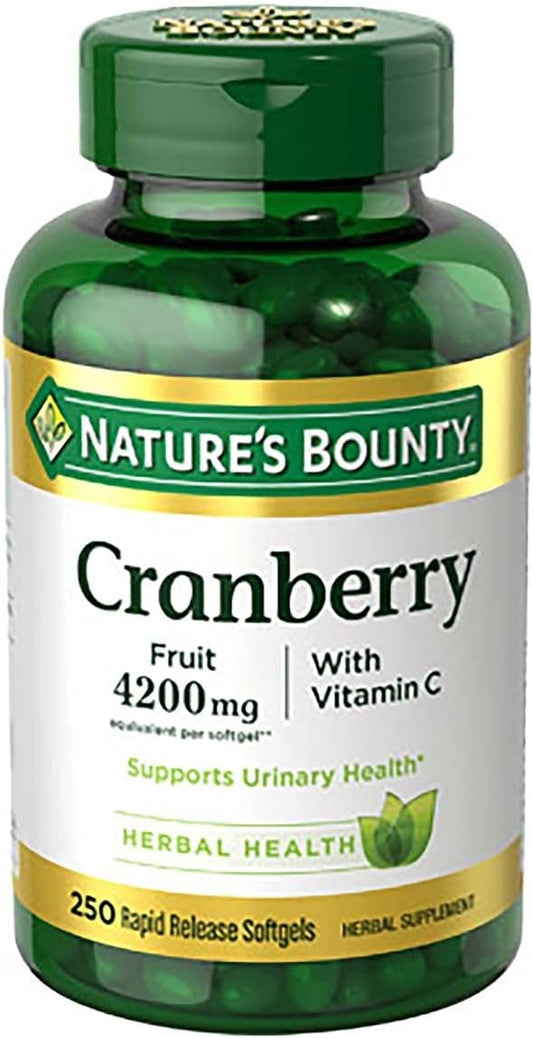 Nature's Bounty Cranberry with Vitamin C 4200 mg, 250 Softgels (Pack of 3)