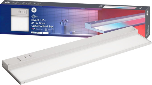 GE Cync Reveal HD+ Smart Undercabinet Light Fixture, 24-in Bar, Color Changing, Wi-Fi, Alexa, Google Home Compatible, Kitchen, White, 1500 Lumen