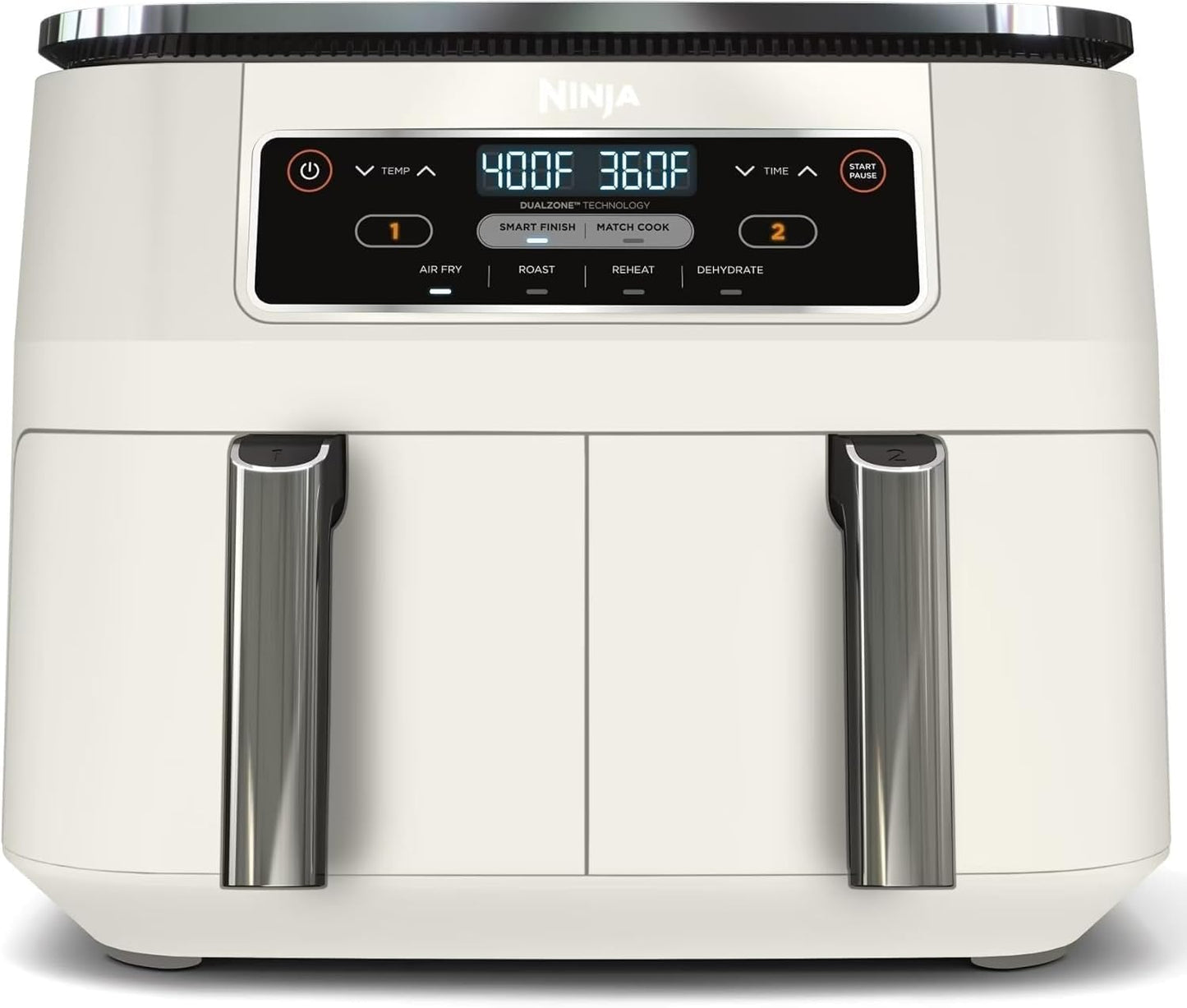 Ninja Foodi Air Fryer 8-Quart – Two Independent Baskets with DualZone Technology, Smart Finish & Match Cook, 4-in-1 Versatility Cooking Appliance (Bone)