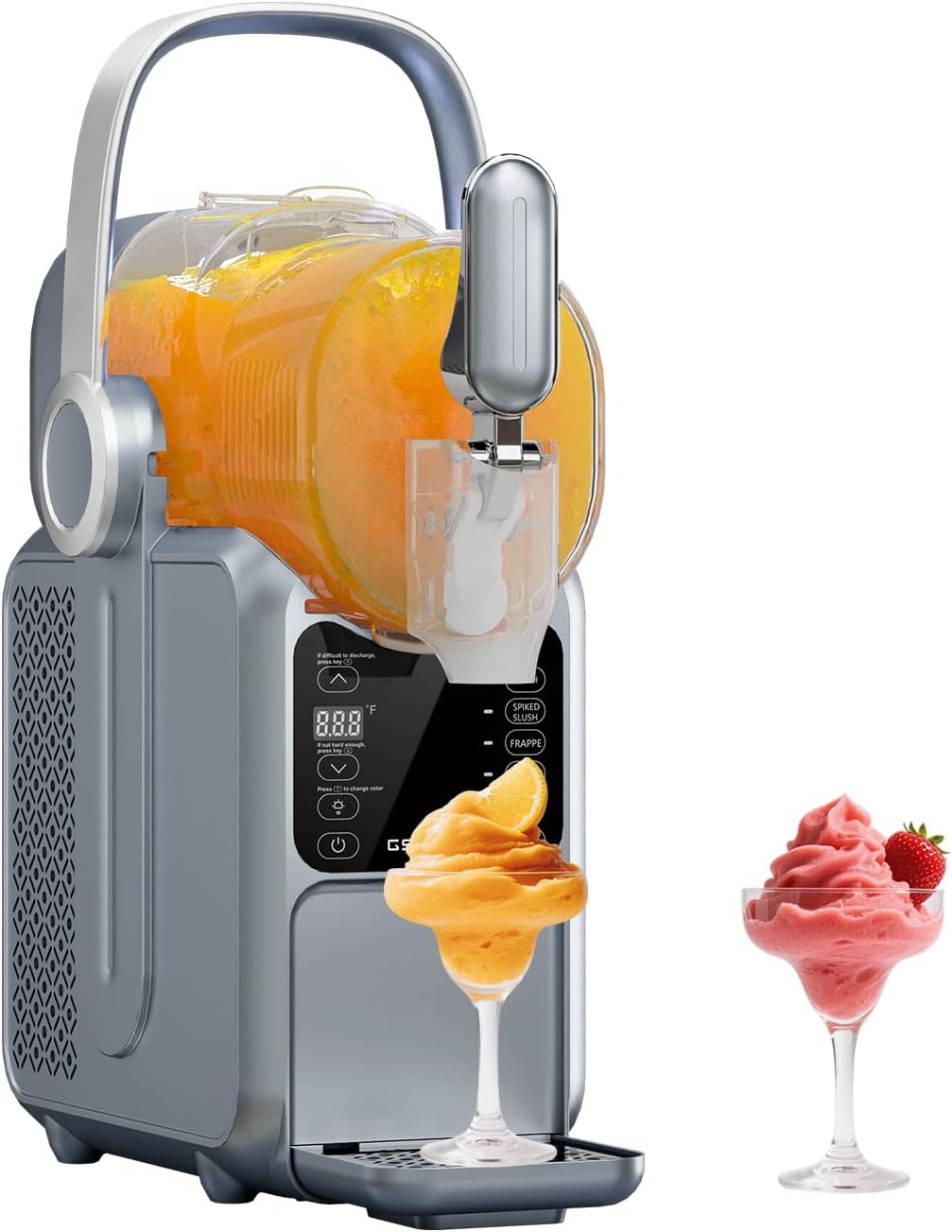GSEICE Slushie Machine, 101oz Large Capacity Slushy Machine for Home with Portable Handle, Real-time Temp Display, 5 Preset Modes for Margaritas, Frappés, Milkshake, Juice and More