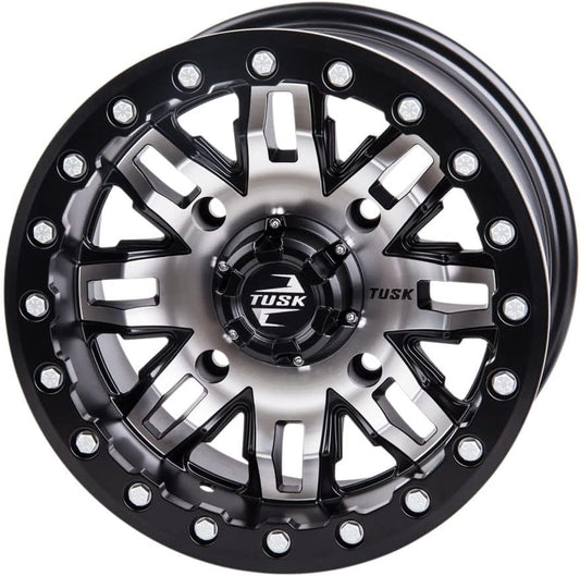 TUSK 4/156 Teton Beadlock Wheel 14x7 5.0 + 2.0 Machined/Black Compatible with Polaris RZR Pro XP Premium 2020-2025