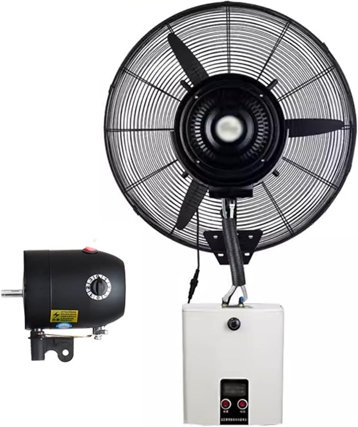 HCZKIUJ Wall-Mounted Misting Fan, Industrial Grade with 3-Speed Settings, Large Water Tank & Auto-Fill, 90° Oscillation for Commercial Spaces, Garages, Warehouses (81cm\/32)