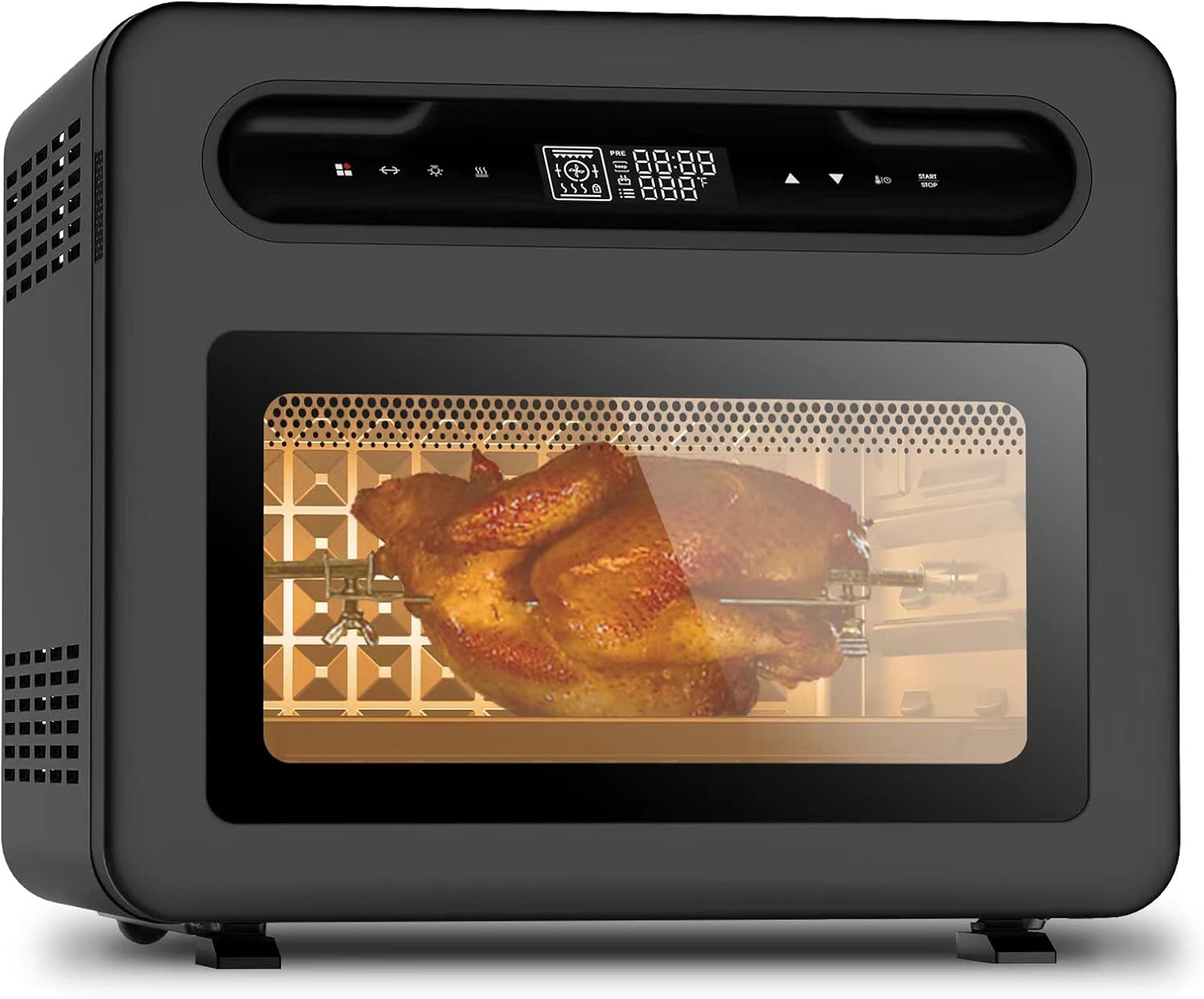 26QT Air Fryer Toaster Oven, Steam Countertop Oven, Fit 12" Pizza, 6 Slices Toast, Large Capacity, Rotisserie and Dehydrator, Pizza
