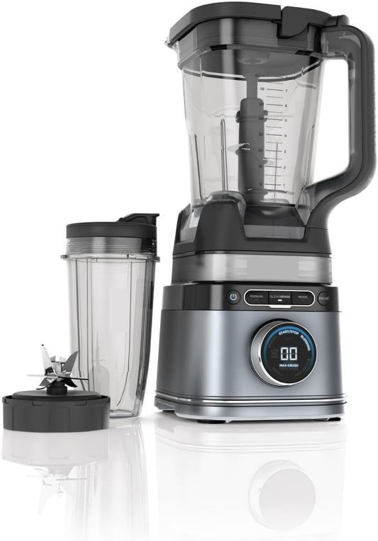 Detect Power Blender + Personal Single-Serve, BlendSense Technology, Kitchen Countertop, Silver - Blend And Enjoy Your Favorite Drinks In The Single-serve Cup With Spout Lid
