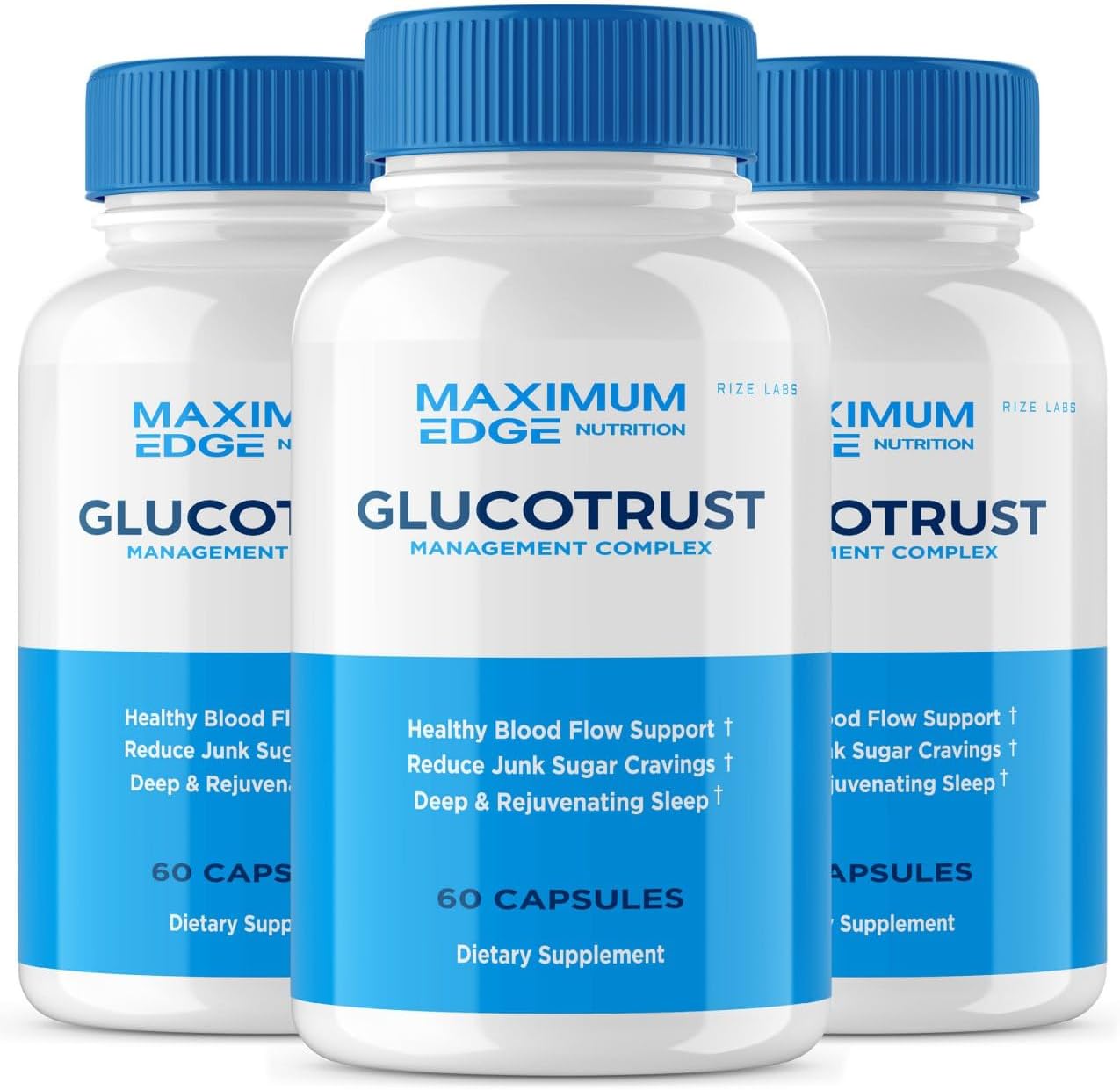 Glucotrust Supplement Capsules, Advanced Formula Pills, Balance Original Edge Support Extra Strength, Natural, Vegan, 3 Pack (180 Capsules)