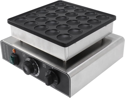 25PCS Mini Dutch Pancake Baker,Commercial Electric Waffle Pancake Maker,Non Stick Coating, Stainless Steel, Fast Heating,Pie Muffin Waffle Maker Machine for Home Kitchen Restaurant Bakery(US Plug)