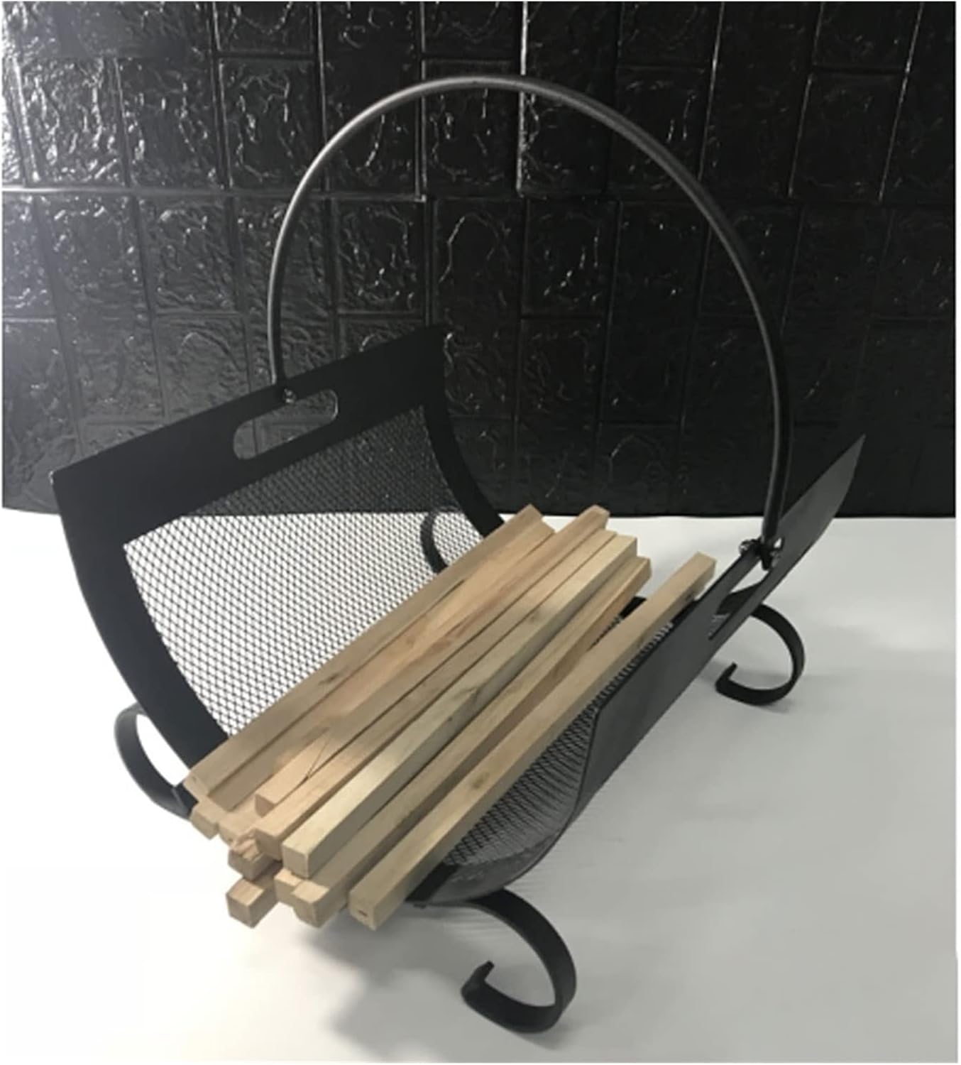 Firewood Storage Rack for Indoor and Outdoor Use, Metal Wood Holder for Garage and Camping