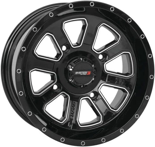 System 3 Off-Road ST-4 Aluminum Wheels 14x7, 4/156, 4+3, Black/Machined 14S3-4156