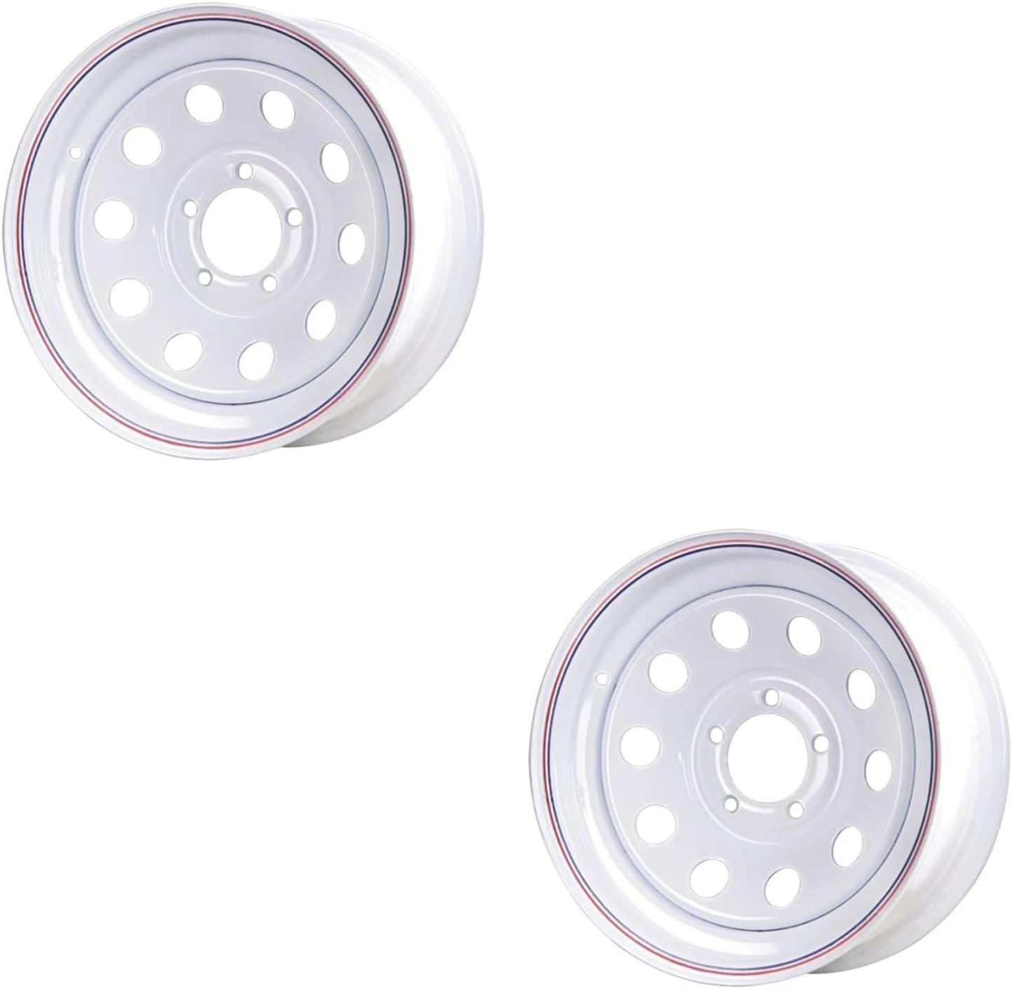 Premium Service 14x5.5 5 on 4.5 Modular Steel Trailer Wheel - White with Pin Stripes [Pack of 2]