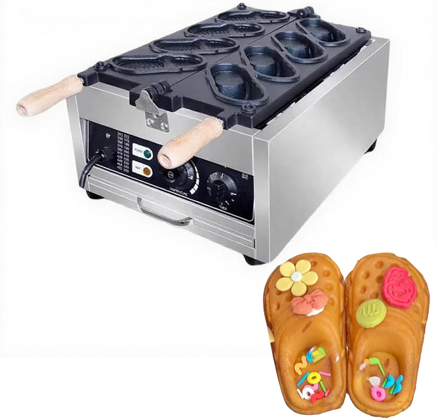 Electric Shoes Shape Waffle Making Machine, Non-stick Coating 4pcs Waffle Maker Bakery snack Commercial