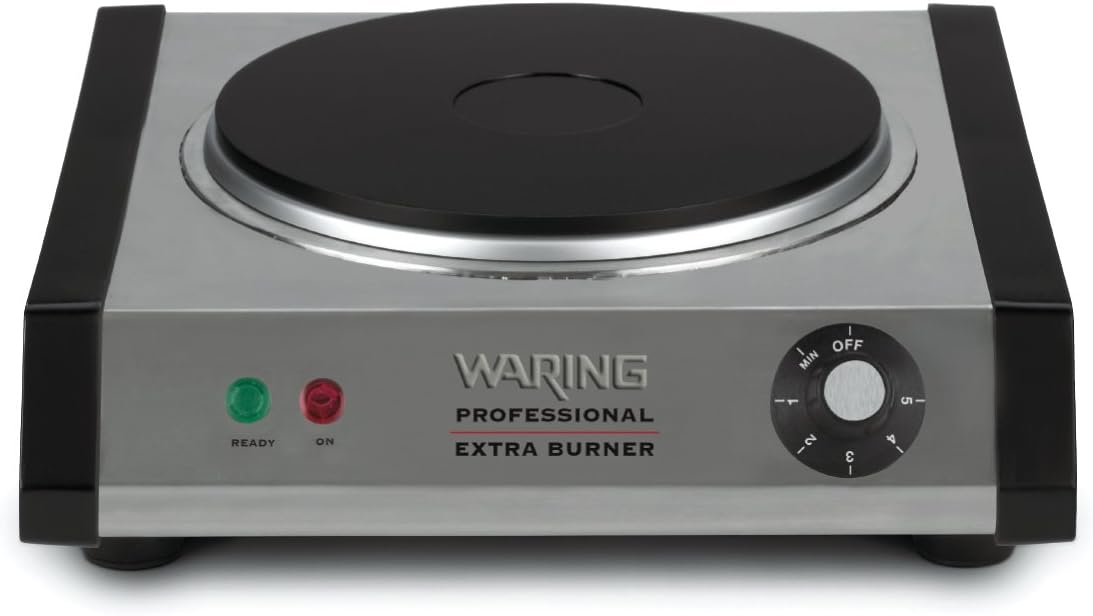 WARING® WEB300 Portable Heavy Duty Cast-Iron Single Burner Countertop, 1300W