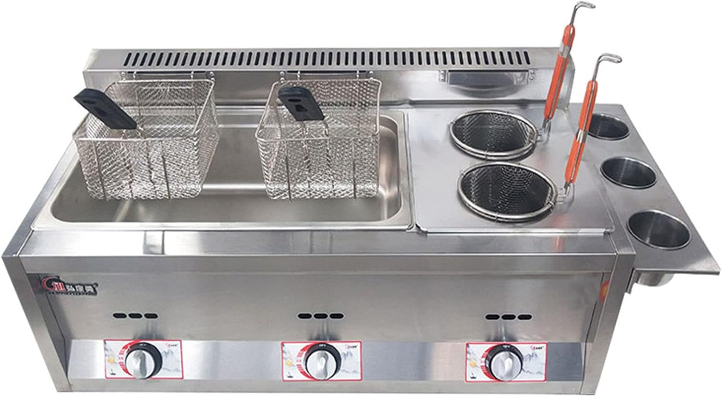 Commercial Deep Fryer,18L Stainless Steel Commercial Three Fryer with Temperature Control Adjustable Firepower for Home Kitchen and Restaurant