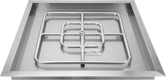 Onlyfire Square Stainless Steel Drop-in Fire Pit Burner Ring and Pan Assembly, 24-Inch