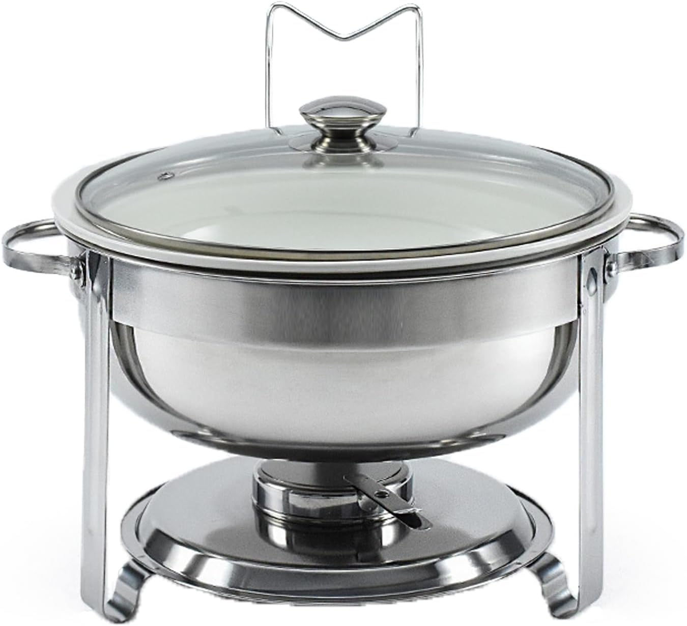 Hot Pot Buffet Set Stainless Steel Baking Pan with Insulated Glass Lid and Stand Easy to Clean Suitable for Party/Banquet/Party/Wedding